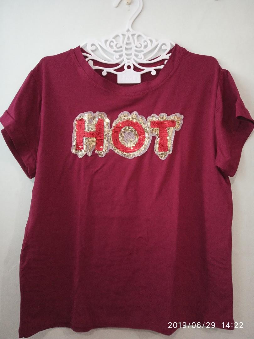 Sequence design Tee shirt (Category: Shirts) located in Cainta. Submitted by windrea (Listing ID 236918895, Image 1). Description: Sequence design Tee shirt Fabric: Cotton spandex Fits med- xl size Maroon color Hot design.