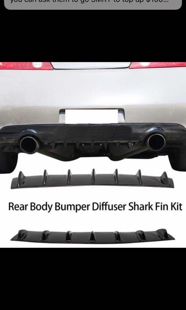Carbon Fiber Style 23/" x 6/" 5 Shark Fin Wing Universal Rear Bumper Lip Diffuser