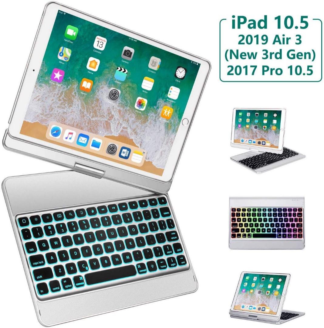 Silver Ipad Pro 10 5 Keyboard Case Fit Ipad Pro 10 5 Inch 2017 Ipad Air 3rd Gen 10 5 Inch 2019 360 Rotate Wireless 7 Colors Backlit Auto Wake Sleep Ultra Thin Ipad 10 5 Case With Keyboard Electronics Others On Carousell