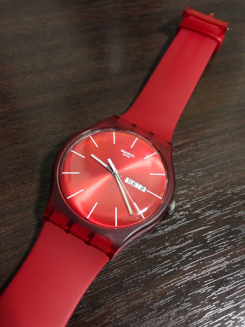 Swatch Red Watch (Unisex), Men's Fashion, Watches & Accessories 