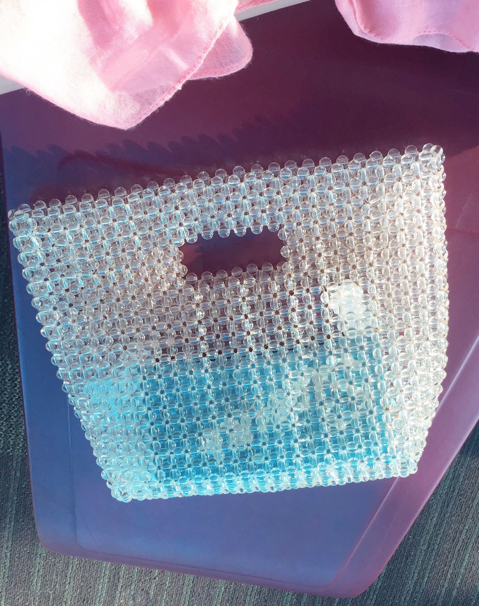 Transparent Clear Beaded Beads Bag