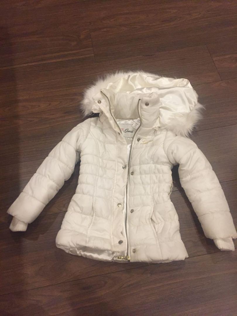 guess white winter jacket