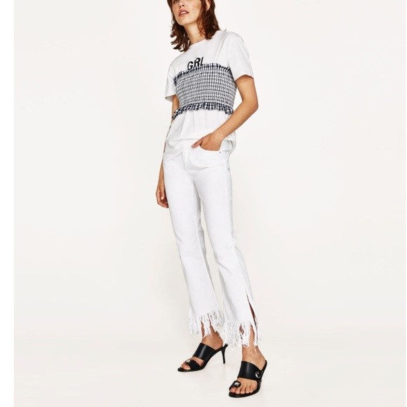 zara white flare jeans
