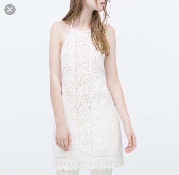 zara white halter dress