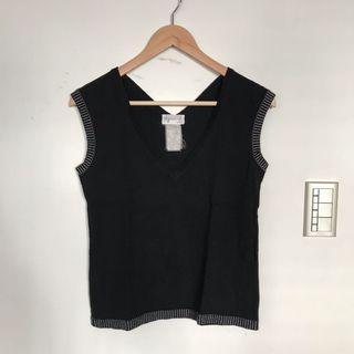 *古著* Agnès B. made in France法製黑色針織背心