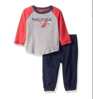 3-6 Months Nautica Kids /& Baby 2 Pieces Jog Set Blue//Navy
