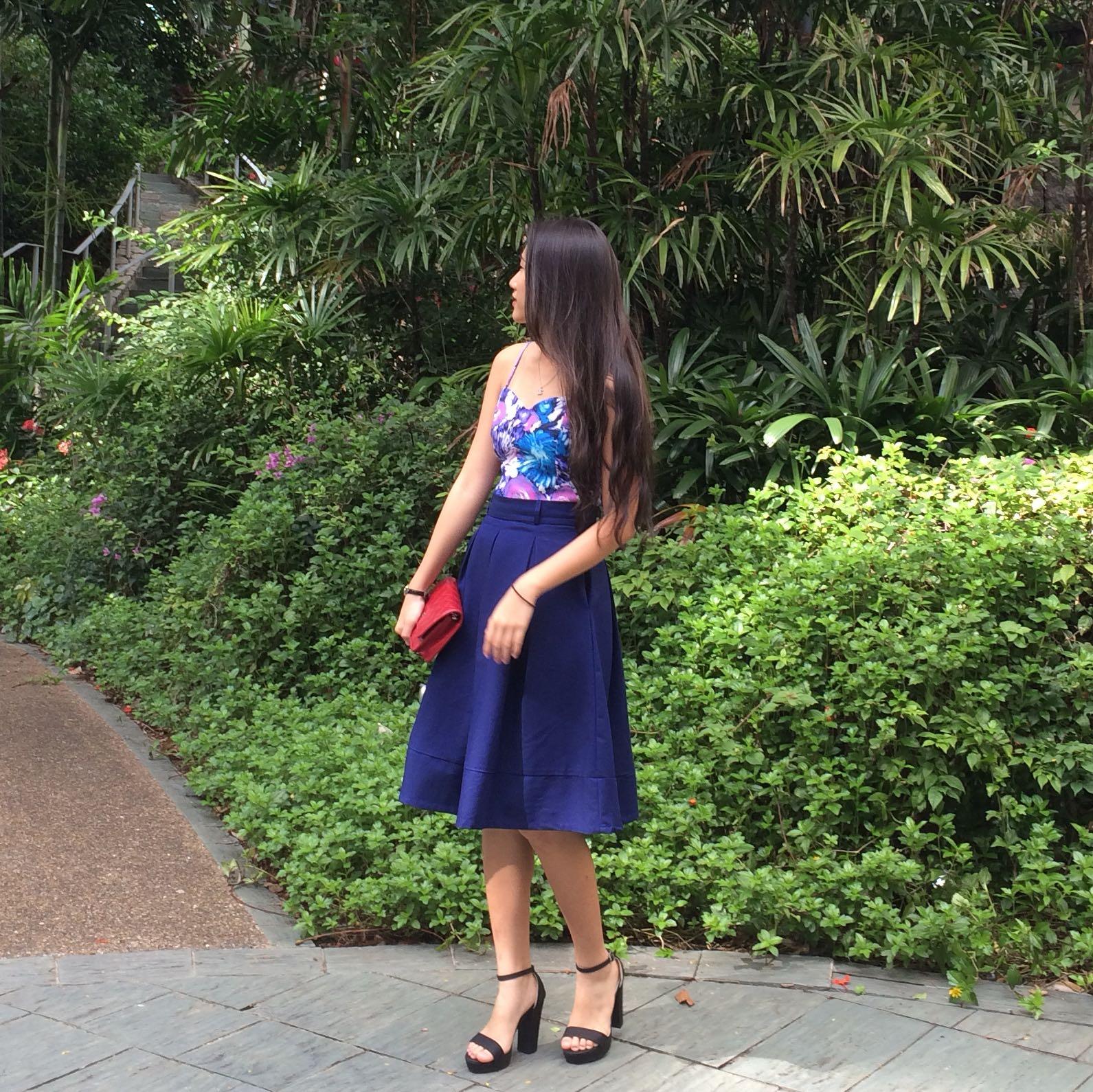 AForArcade Leighton Midi Skirt in Indigo, Women's Fashion, Bottoms