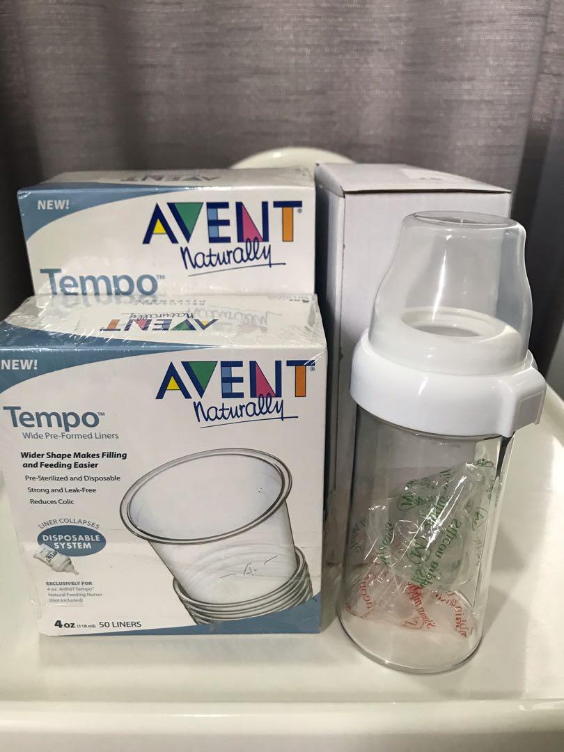 Philips Avent Tempo Bottle Liners 8 Ounce 50 Count NIB *slight tear In Plastic*
