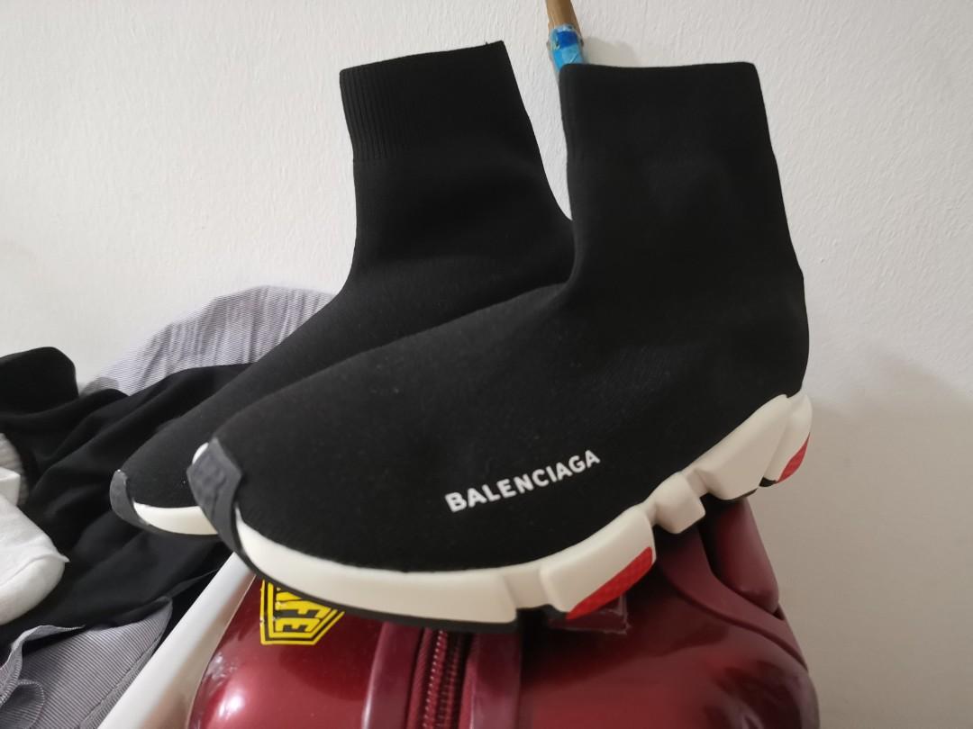 burgundy balenciaga speed trainers