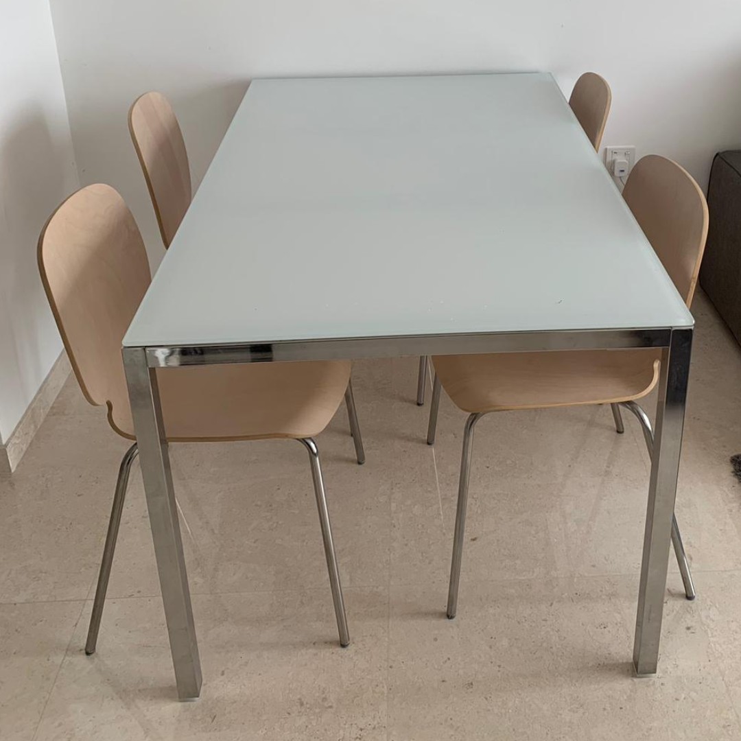 Ikea white outlet glass dining table