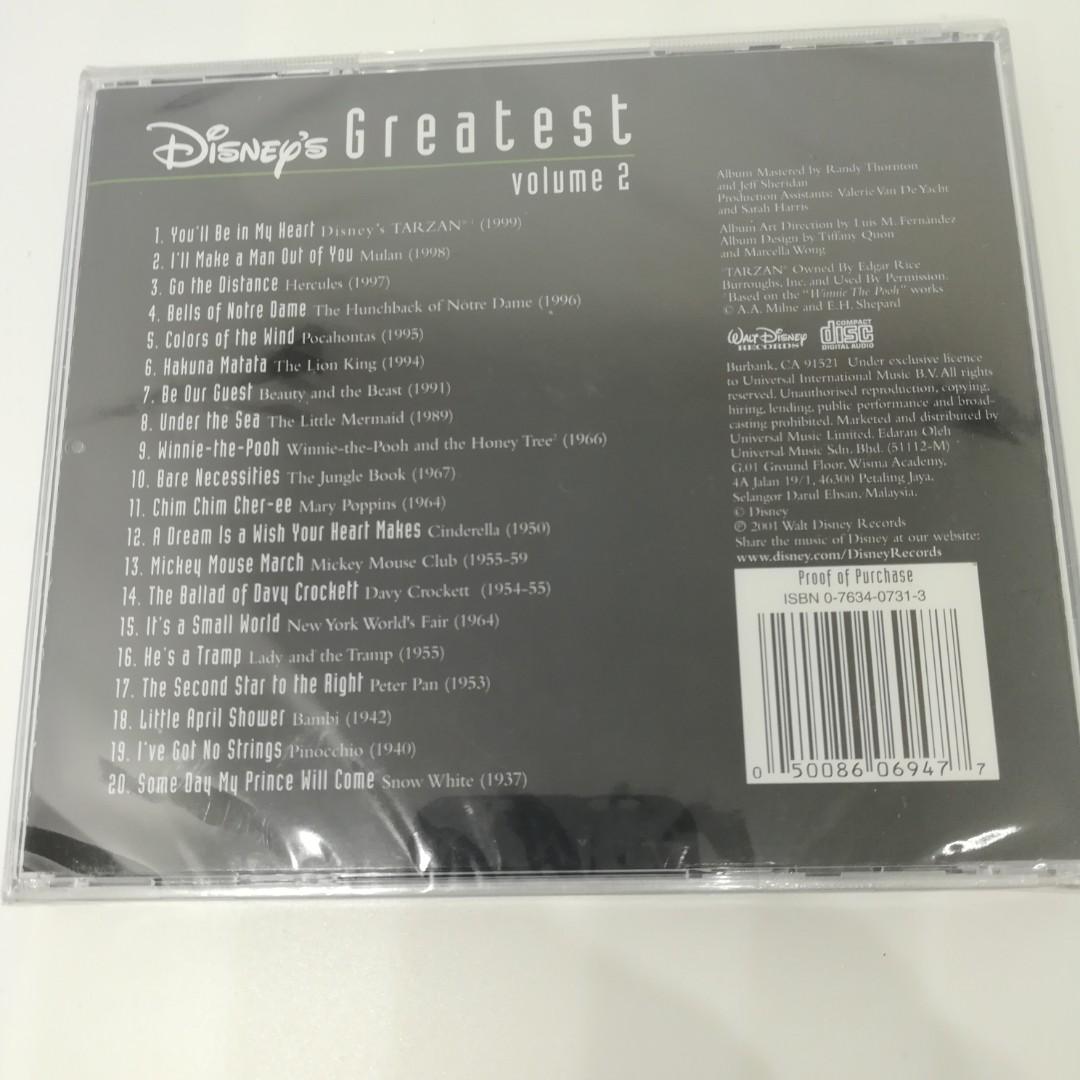Disney’s Greatest Volume 1 CD 2001