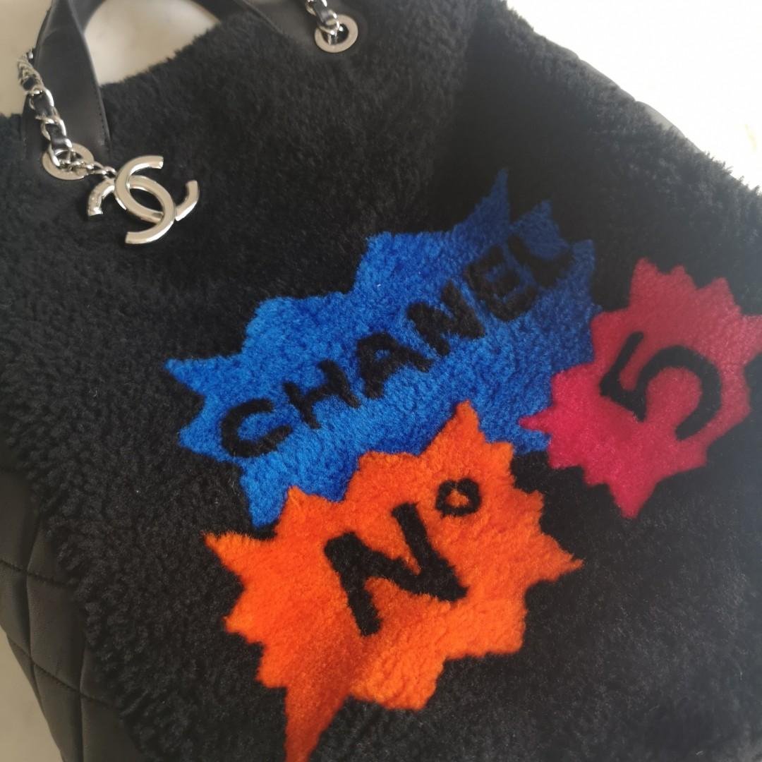 Chanel Shearling And Lambskin Comic Pop Art Jumbo Classic Flap Bag Brand  New