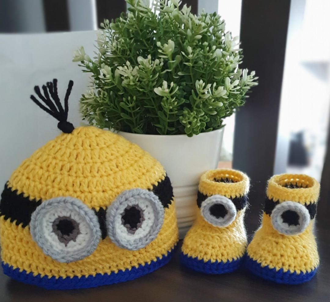 baby booties and hat