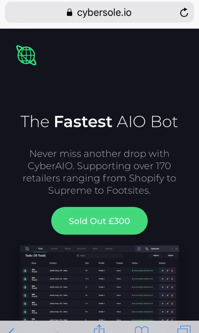 Cybersole AIO Renewal Sneaker Bot, Everything Else on Carousell