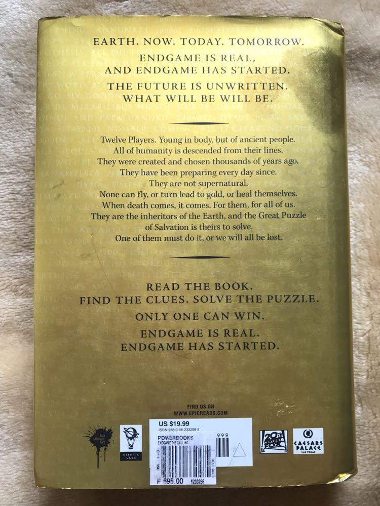 Endgame by James Frey & Nils Johnson-Shelton (Hardbound) (Category: Storybooks) located in Manila. Submitted by bookishg (Listing ID 237046762, Image 2). Description: FINAL PRICE. Has jacket scratches and fold, slight yellowing from storage but never thoroughly read..