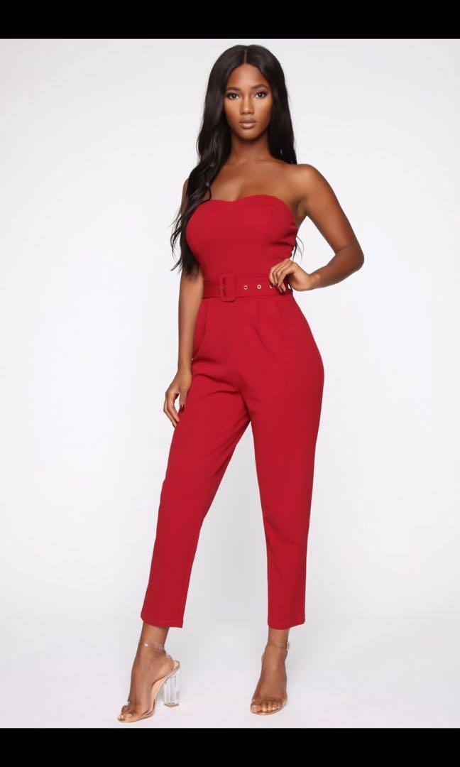 red fashion nova jumpsuit