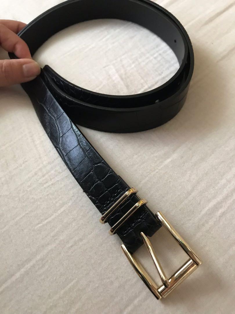 womens black belt with gold buckle