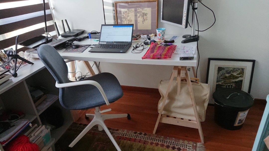 IKEA height adjustable desk 150x75cm, Furniture & Home Living, Furniture, Tables & Sets on Carousell