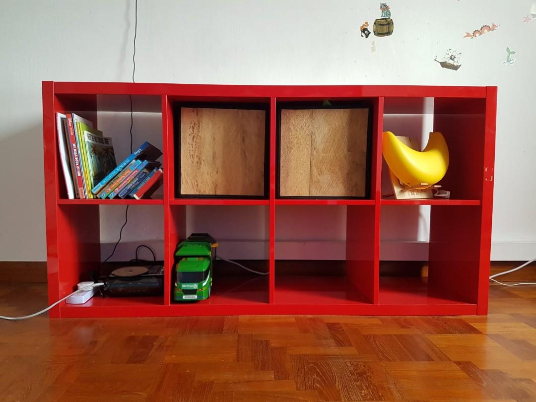 Ikea Kallax Red Bookcase Furniture Shelves Drawers On Carousell