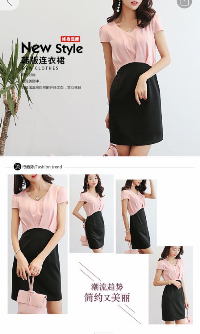 Light Pink Black Dress 1 Pcs Women S Fashion Clothes