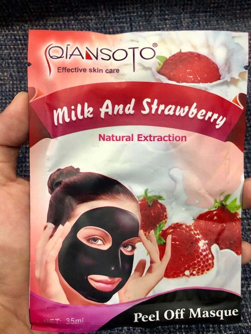Masker Qiansoto Milk Strawberry 35ml Kesehatan Kecantikan Kulit Sabun Tubuh Di Carousell