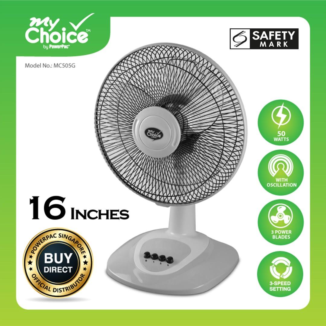 My Choice Powerpac Gray 16 Inches Desk Fan With Oscillation