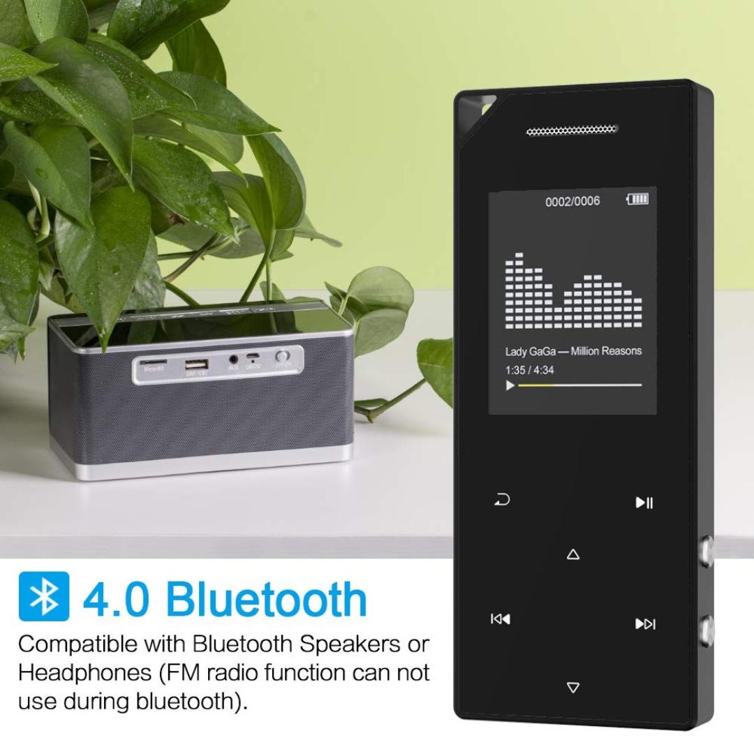 RUIZU D05 Mp3 Player with Bluetooth, Music Player with FM radio, Builtin Speaker, Heavy Metal