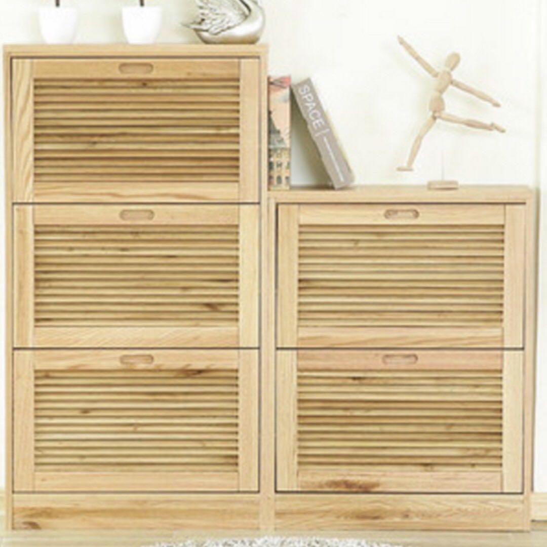 Storage Shoes Cabinets With Top Drawers And Louvered Doors