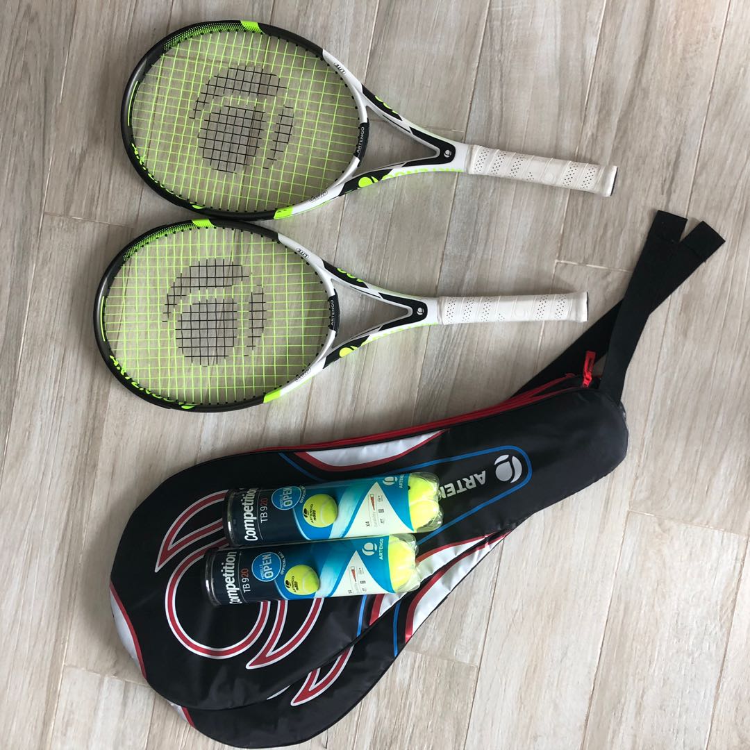 Tennis Rackets, covers, and balls, Sports Equipment, Sports & Games