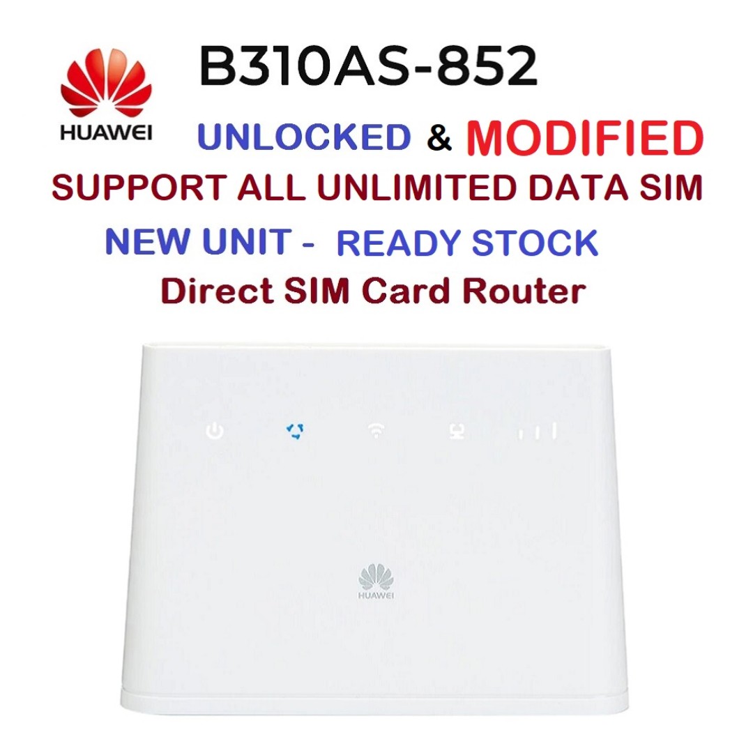 Unlocked And Modified Huawei B310as 852 New Unit Un Limited Hotspot 4g Lte Direct Sim Card Router 2693