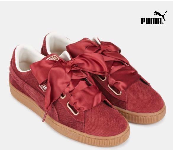 puma basket heart maroon