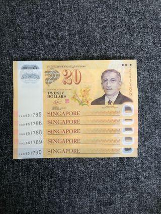 SG50 $20 notes x 5