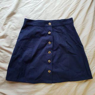 Navy button skirt