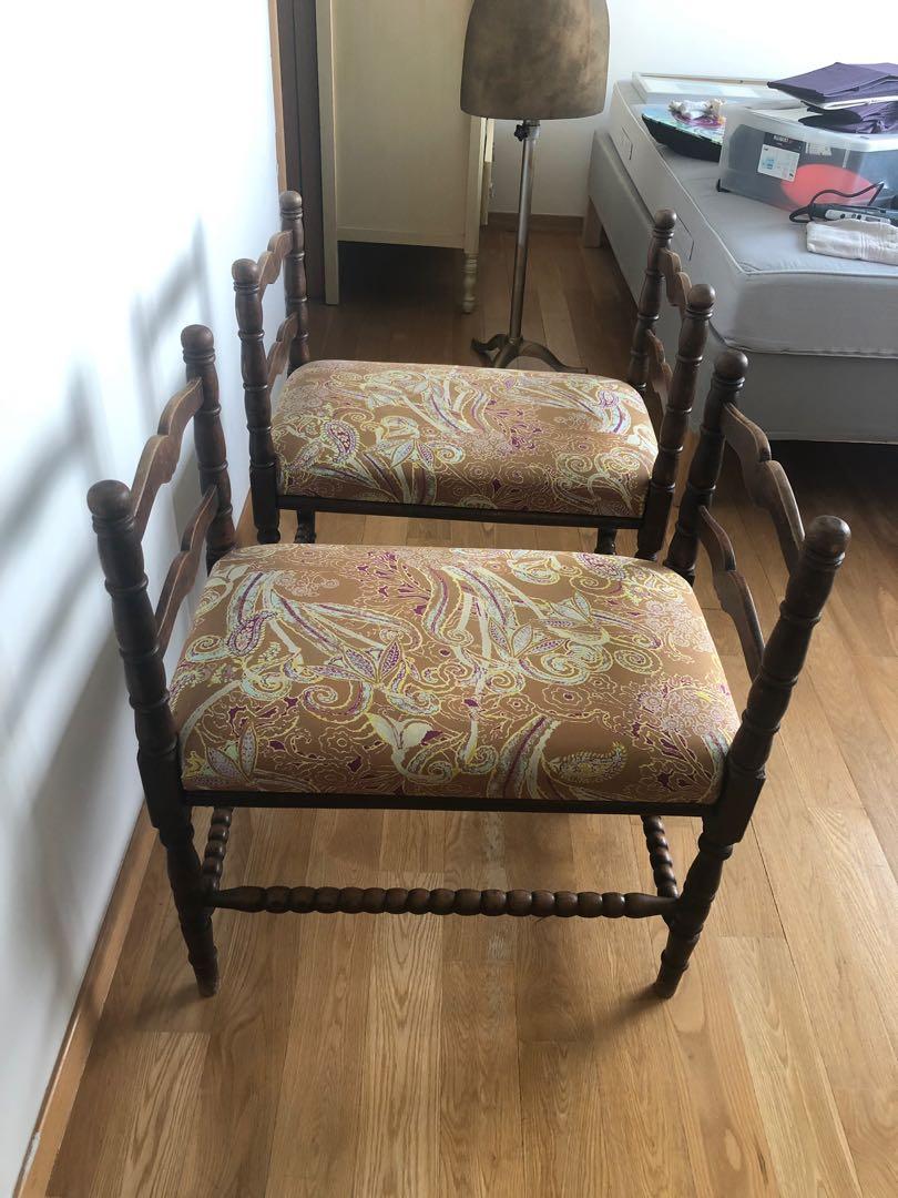 Antique Upholstered hallway benches, Furniture & Home Living, Furniture