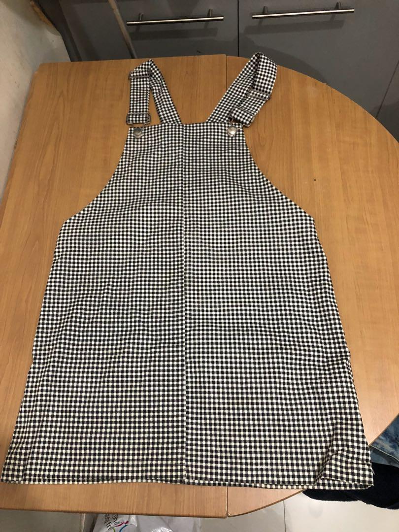 Black and white checkered 2025 overall dress
