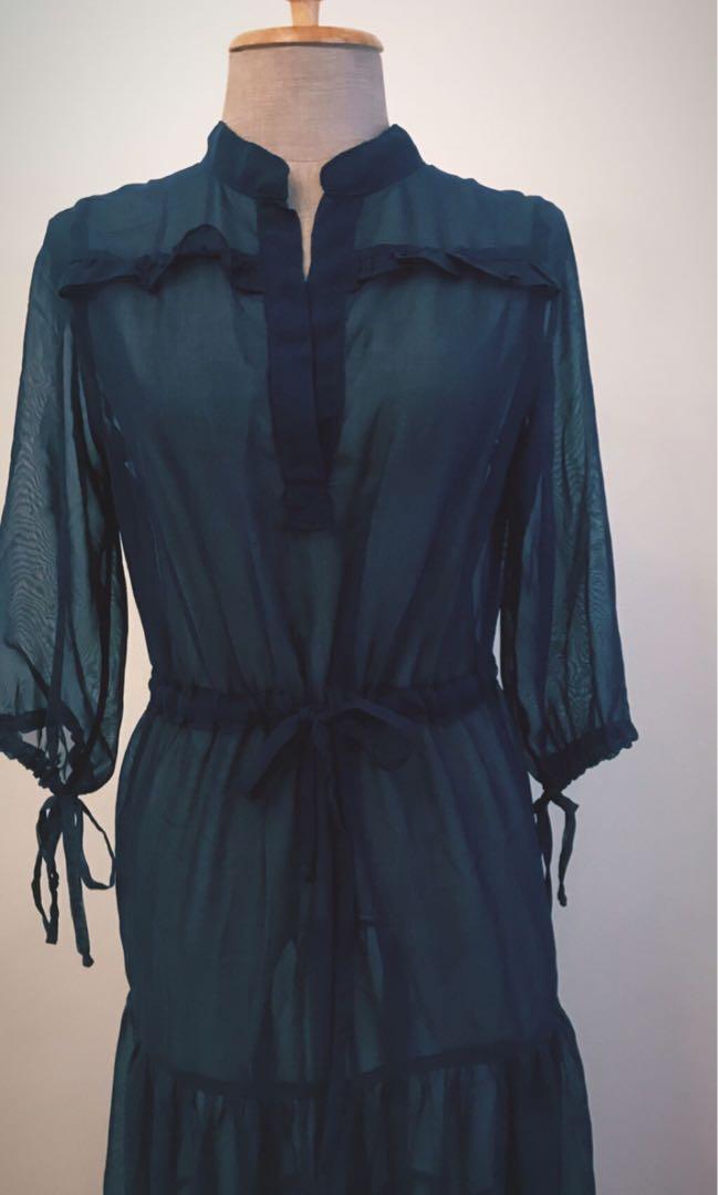 Blue spanish sheer maxidress, Women's Fashion, Dresses & Sets, Dresses