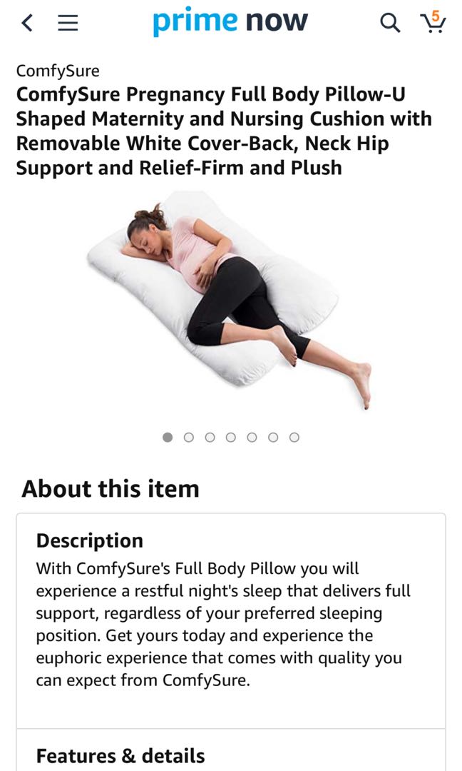 ComfySure Pregnancy Full Body Pillow U Shaped Maternity Babies