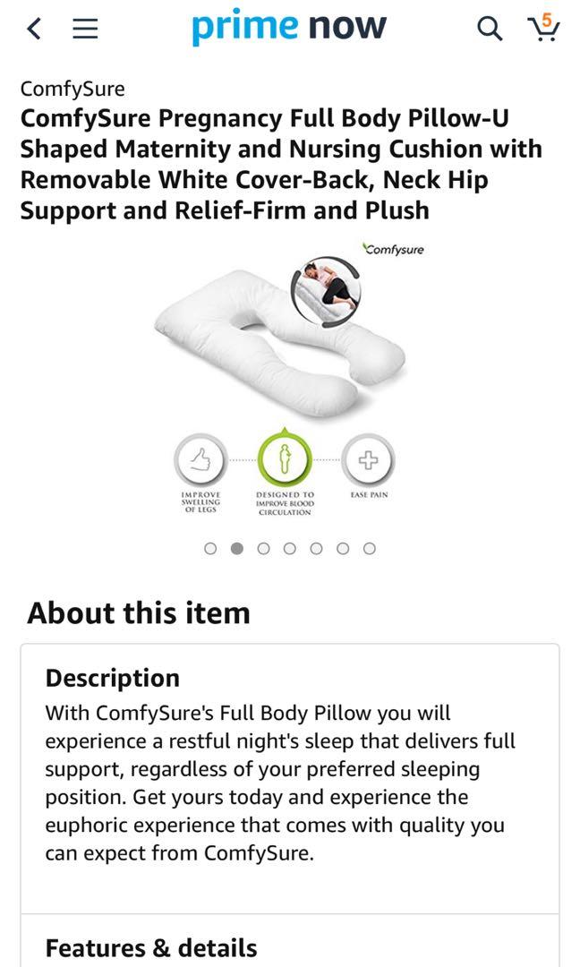 ComfySure Pregnancy Full Body Pillow U Shaped Maternity Babies Kids Maternity Care on Carousell