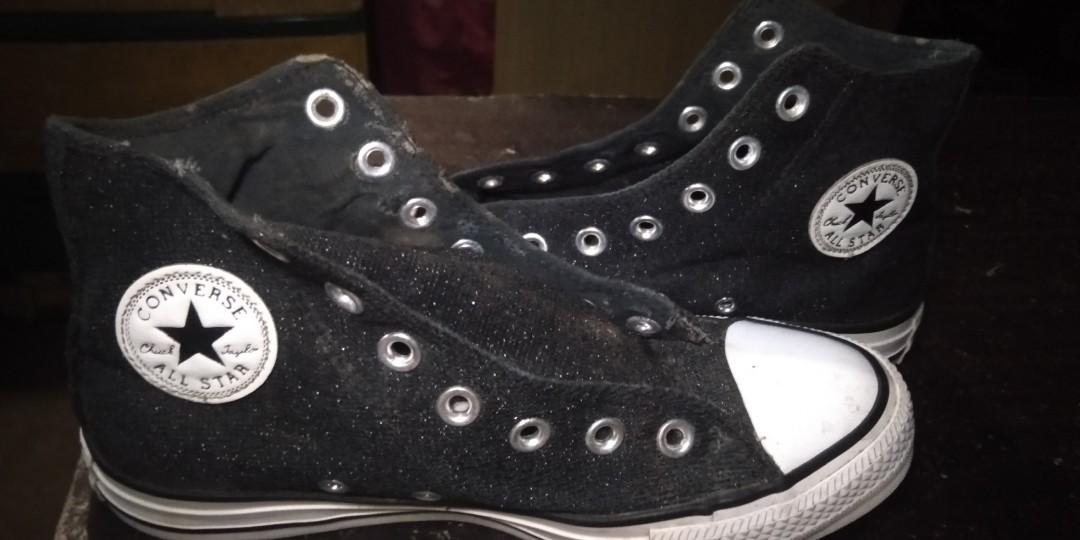 converse black sparkle shoes