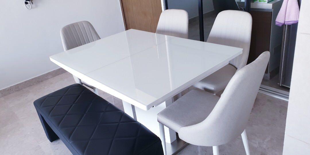 Elegant White And Black Dining Set Furniture Tables Chairs On Carousell