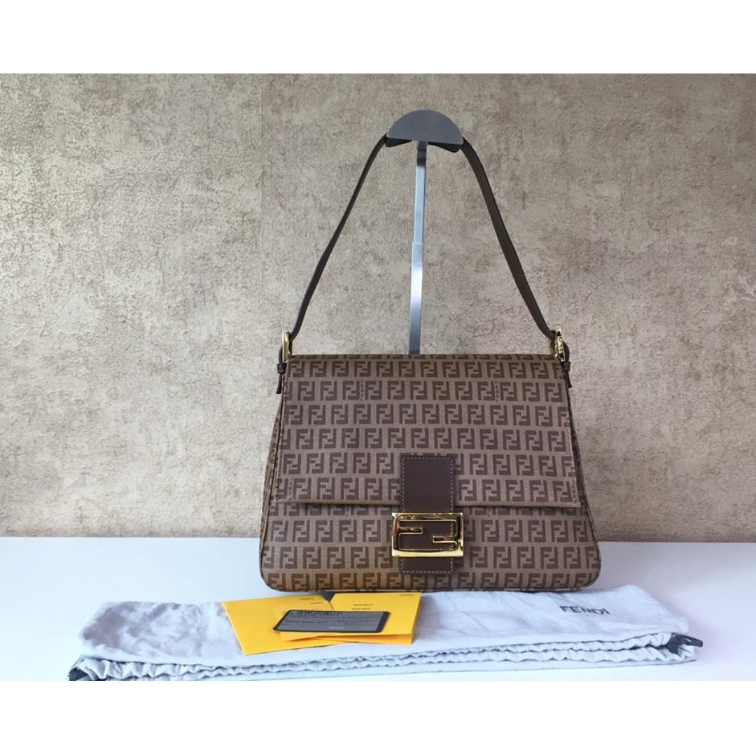 AUTHENTIC FENDI 8BR001 ZUCCHINO MAMMA BAGUETTE BAG