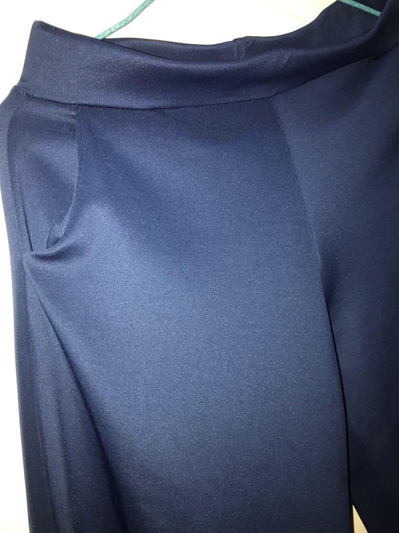 True Royal Blue Viscose Flared Pants