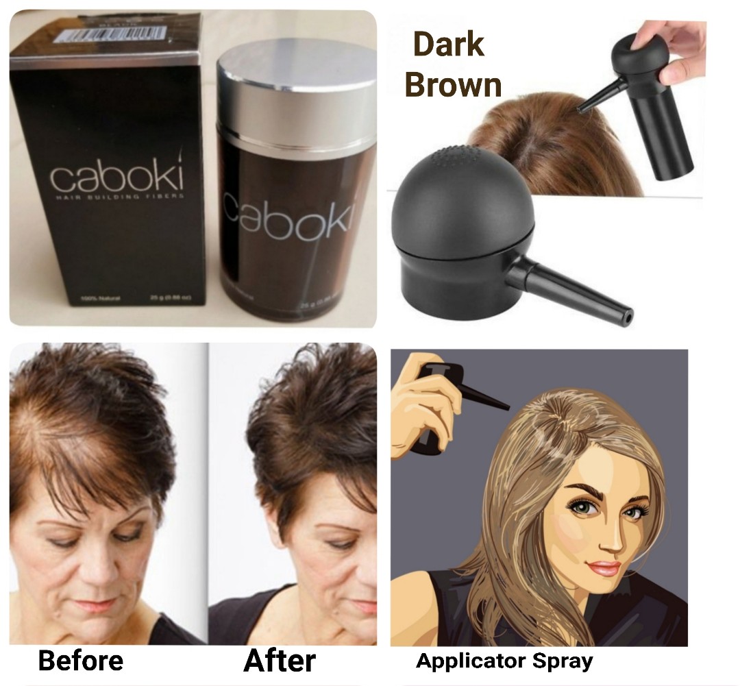 Caboki hair fiber with Applicator spray Dark Brown, Beauty & Personal