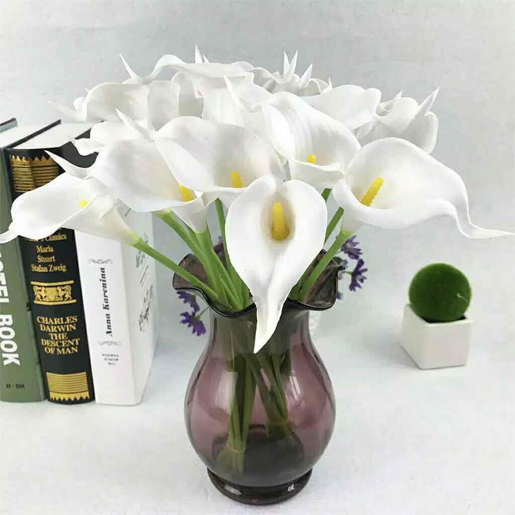 Promo Hiasan Bunga Artificial Imitasi Calla Lily Putih Palsu Untuk