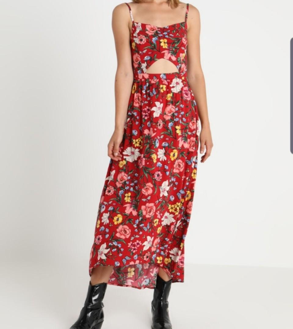 hollister red floral dress
