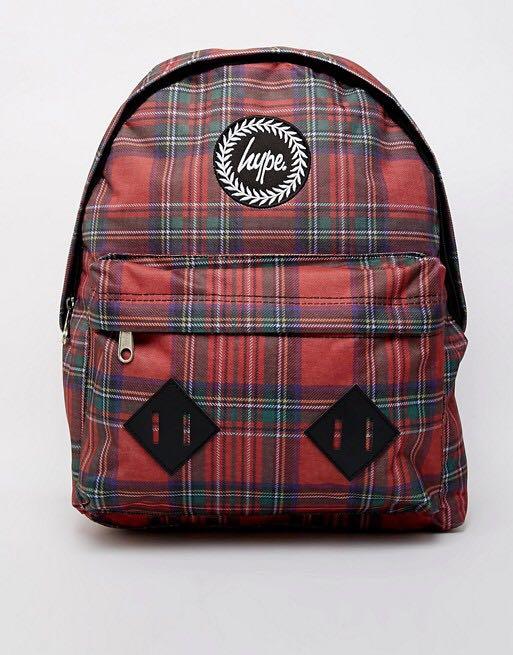 Hype Red Tartan Backpack Luxury Bags Wallets on Carousell