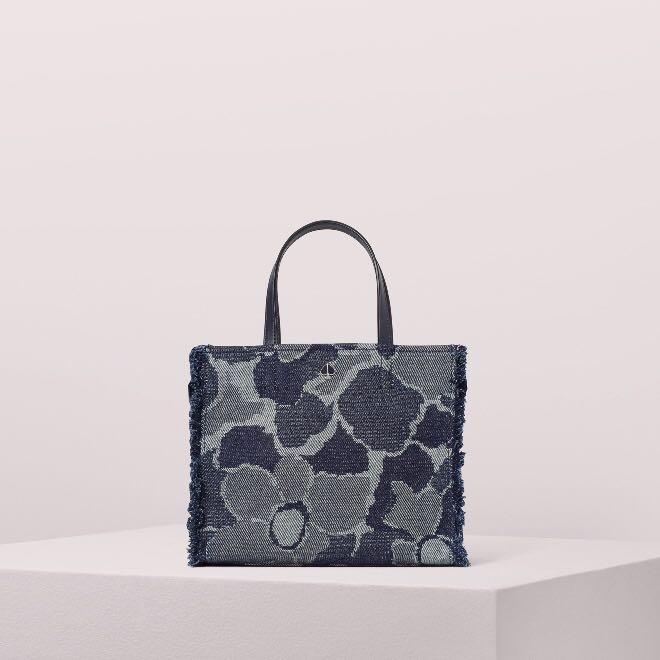 Kate Spade Sam Denim Medium Satchel Handbag Indigo Multi Blue