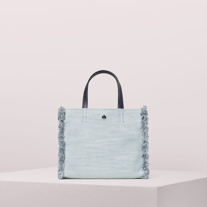 Kate Spade Sam Denim Medium Satchel Handbag Light Denim Blue
