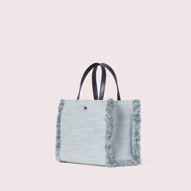 Kate Spade Sam Denim Medium Satchel Handbag Light Denim Blue