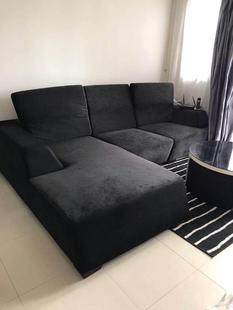 L Shape Sofa ( black colour ), Furniture & Home Living, Furniture